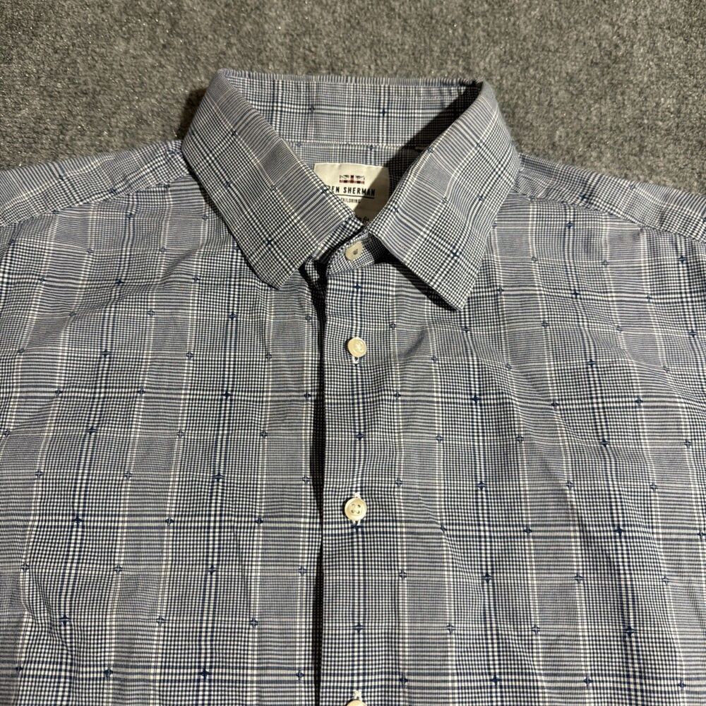 Ben Sherman Shirt Mens XL (16.5) Blue Button Front Long Sleeve Stretch Slim